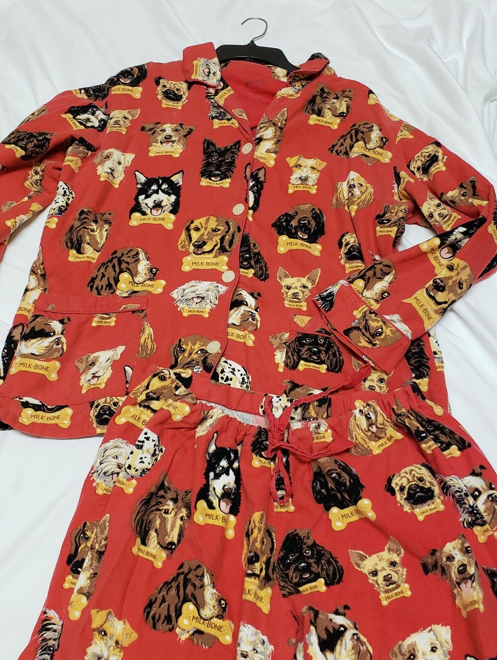 Nick&Nora Red Flannel Milk Bone Dog Novelty Pajamas Large